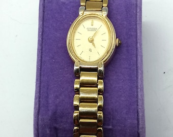 Vintage Citizen Quartz Ladies Watch - Gold Tone Band Untested Needs Battery