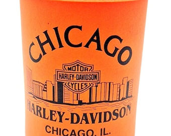 Soporte de espuma Koozie para latas de Harley Davidson vintage, soporte para motocicleta Chicago H-D naranja