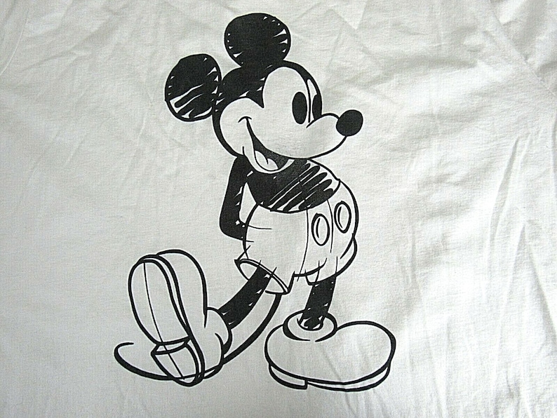 VTG Musse Pigg T-shirt Storlek 3XL Vit Bella + Canvas Retro Look Ritning bild 1