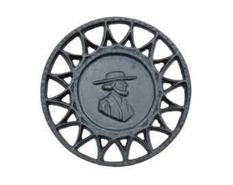 Dessous de plat en fonte VTG Amish Farmer Silhouette 6" de large Rare