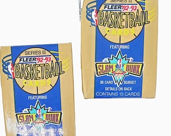 2 tarjetas de baloncesto FLEER 1992-1993, paquetes sin abrir, Serie II, selladas, Shaquille NBA