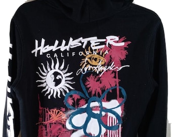 Sudadera con capucha Hollister, talla extra pequeña, doble cara, negra, Los Ángeles, California