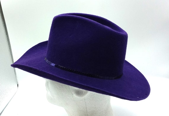 VTG Michael Howard Cowgirl Hat Purple Sequin Dese… - image 3
