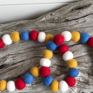 Star Spangled Banner 2cm Felt Ball Garland or Loose Pack Pom Pom FREE SHIPPING USA Bunting Patriotic Memorial Independence Day image 1