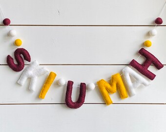Ski-U-Mah Felt Ball Word Garland - Minnesota Gophers - Pom Pom| Felt Word| U of M | Man Cave | Sport Garland