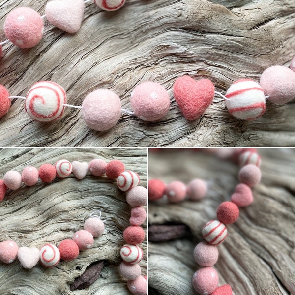 2023 Valentine Ombre mini heart 2 cm balls felt ball Garland - Pom Pom - FREE SHIPPING USA | Bunting