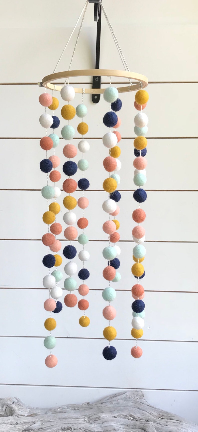 Shhh Large Dangle Felt Ball Mobile 2cm Wool Felt Balls Etsy