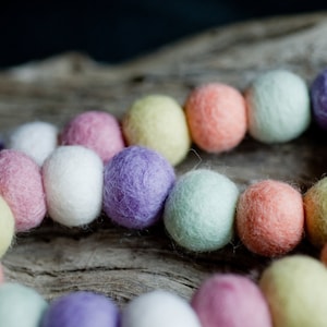 Easter Pastel 2cm 25 or 50ct Felt Ball Garland or Loose Pack Pom Pom FREE SHIPPING USA over 16 Bunting Bedroom Nursery Decor image 1