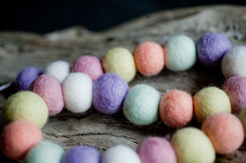 Easter Pastel 2cm 25 or 50ct Felt Ball Garland or Loose Pack Pom Pom FREE SHIPPING USA over 16 Bunting Bedroom Nursery Decor image 1