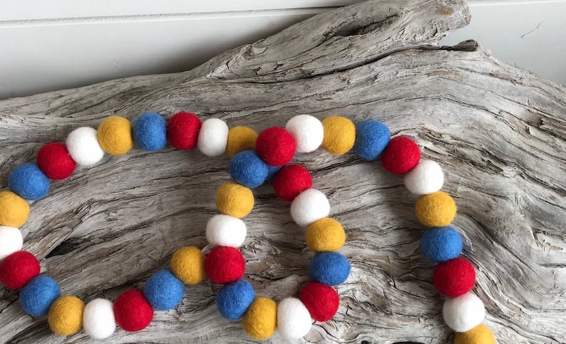 Star Spangled Banner 2cm Felt Ball Garland or Loose Pack Pom Pom FREE SHIPPING USA Bunting Patriotic Memorial Independence Day image 1