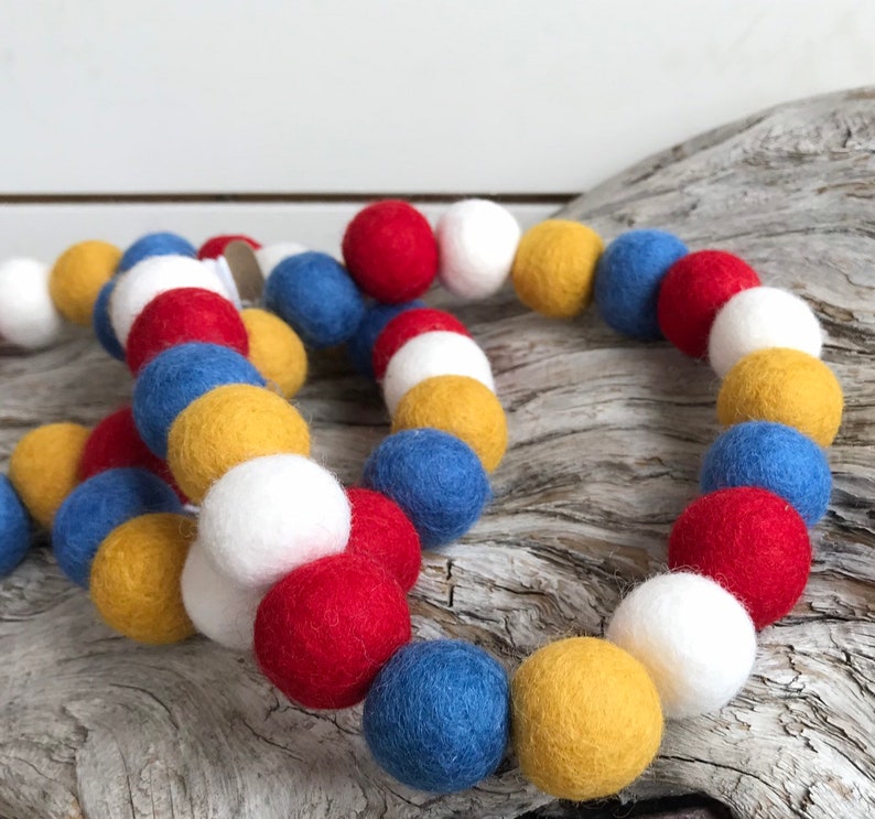 Star Spangled Banner 2cm Felt Ball Garland or Loose Pack Pom Pom FREE SHIPPING USA Bunting Patriotic Memorial Independence Day image 4