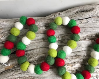 Hip Evergreen Christmas - 2cm Felt Ball Garland or Loose Pack - Pom Pom -  | Bunting | Holiday Garland
