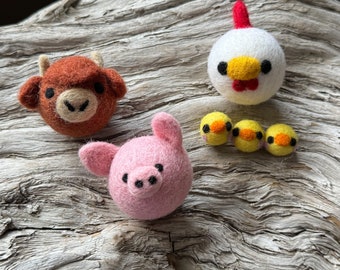 Barnyard Friends Loose Felt Shapes | Cow Chicks Hen Pig | Sensory Play | Story Aides |  Easter Basket | Kid Craft | Garland | Pom Pom |