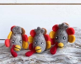 Mini Turkey Felted Turkey Shapes Thanksgiving Harvest, Felt Ball Pom Pom  | Bunting | Fall | Autumn | Turkey Craft