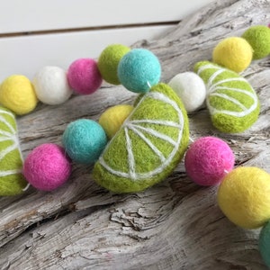 Lime-ade Felt lime | Felt Ball Garland - Pom Pom  | Bunting | lemonade Stand | Summer Party | Citrus Bunting