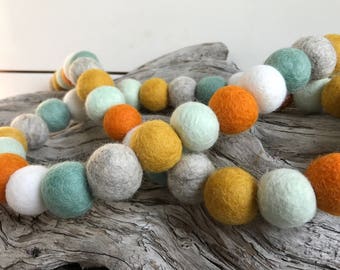 Pumpkin Mint - Halloween, 2cm Felt Ball Garland or Loose Pack - Pom Pom - | Bunting | Harvest