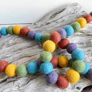 Sedona Rainbow  2cm 25 or 50ct Felt Ball Garland or Loose Pack - Pom Pom -| Bunting | Bedroom | Nursery | Home