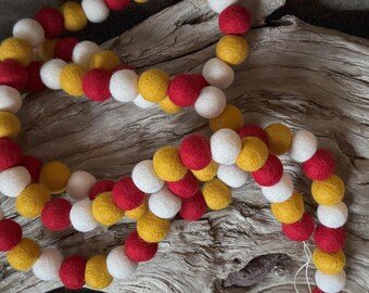 CHIEFS  2cm 100ct Felt Ball Garland 8 feet long - Pom Pom - | Bunting | Bedroom | K C Chiefs Decor