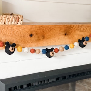 Black Bear Woods Combo Up North Garland Felt Ball Garland 2 cm balls felt ball Garland - Pom Pom -| Bunting