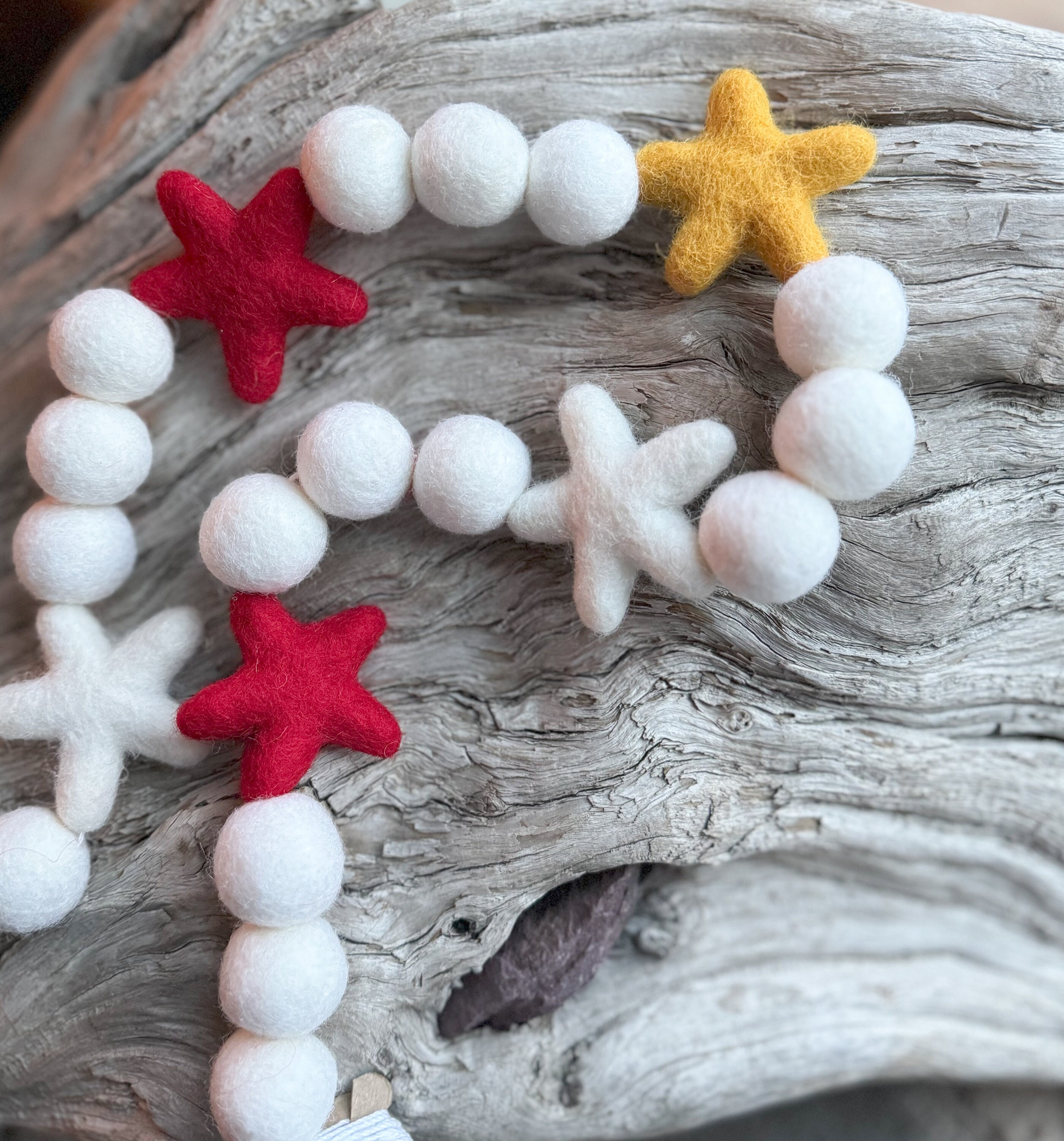 Red White Yellow Star Felt Ball Garland | Felt Stars  | Go Chiefs Felt Ball Garland | Pom Pom | Bunting
