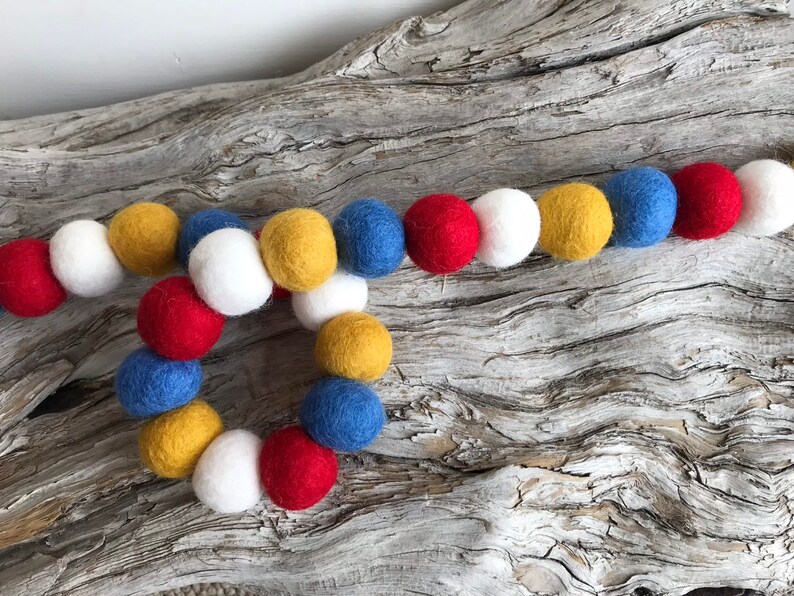 Star Spangled Banner 2cm Felt Ball Garland or Loose Pack Pom Pom FREE SHIPPING USA Bunting Patriotic Memorial Independence Day image 3