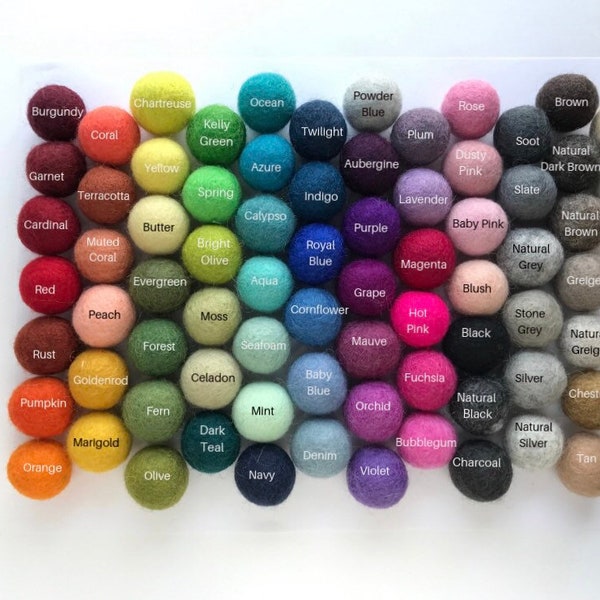 Custom Garland You Pick Colors, 2cm Felt Ball Garland or Loose Pack - Pom Pom - FREE SHIPPING over 16 USA | Bunting | Felt Balls