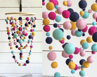 Large Looped Felt Ball Mobile - Party Fun - Nursery Mobile - Mobile - Free Shipping  USA | Pom Pom Mobile