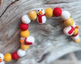 Chiefs Snowman Garland Red White Yellow Felt Ball Garland | Felt Stars | FREE USA SHIPPING | Go Chiefs Felt Ball Garland | Pom Pom | Bunting