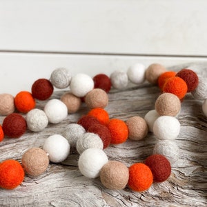 Pumpkin Pie , 2cm Felt Ball Garland or Loose Pack Pom Pom FREE SHIPPING over 16 USA Bunting Pumpkin Boo Fall Autumn Garland image 4