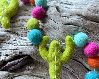 Cactus Felt Ball Garland | Felted Cacti| FREE USA SHIPPING | Desert Felt Ball Garland | Pom Pom | Childs decor | Cinco de Mayo garland