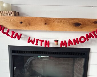 Rollin With Mahomies Felt Word Garland - Chiefs Football Decoration - Pom Pom  | Felt Word| Felt | Go Chiefs Mahomes