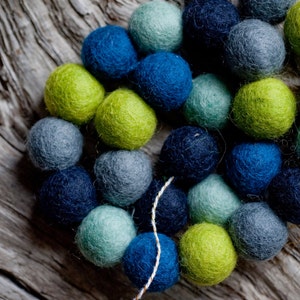 Blue Night  2cm 25 or 50ct Felt Ball Garland or Loose Pack - Pom Pom  | Bunting | Bedroom | Nursery | Home Decor