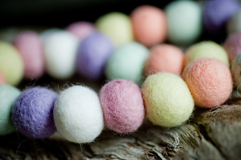 Easter Pastel 2cm 25 or 50ct Felt Ball Garland or Loose Pack Pom Pom FREE SHIPPING USA over 16 Bunting Bedroom Nursery Decor image 3