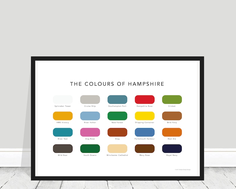 The Colours of Hampshire Print / Hampshire Paint Chart / Etsy