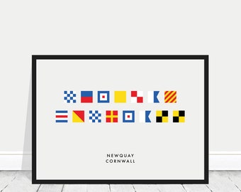 Newquay Poster / Newquay Print / Newquay Maritime Flags / Newquay Flag Signals / Newquay Surfing Holiday / Newquay Home Gift / Cornwall Gift