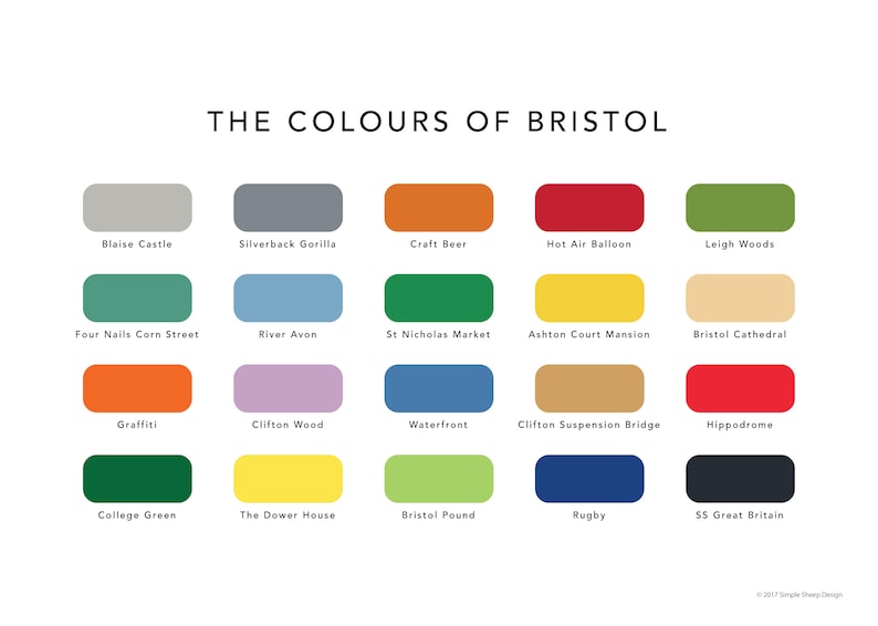 The Colours of Bristol Print / Bristol Paint Chart Poster / Hot Air