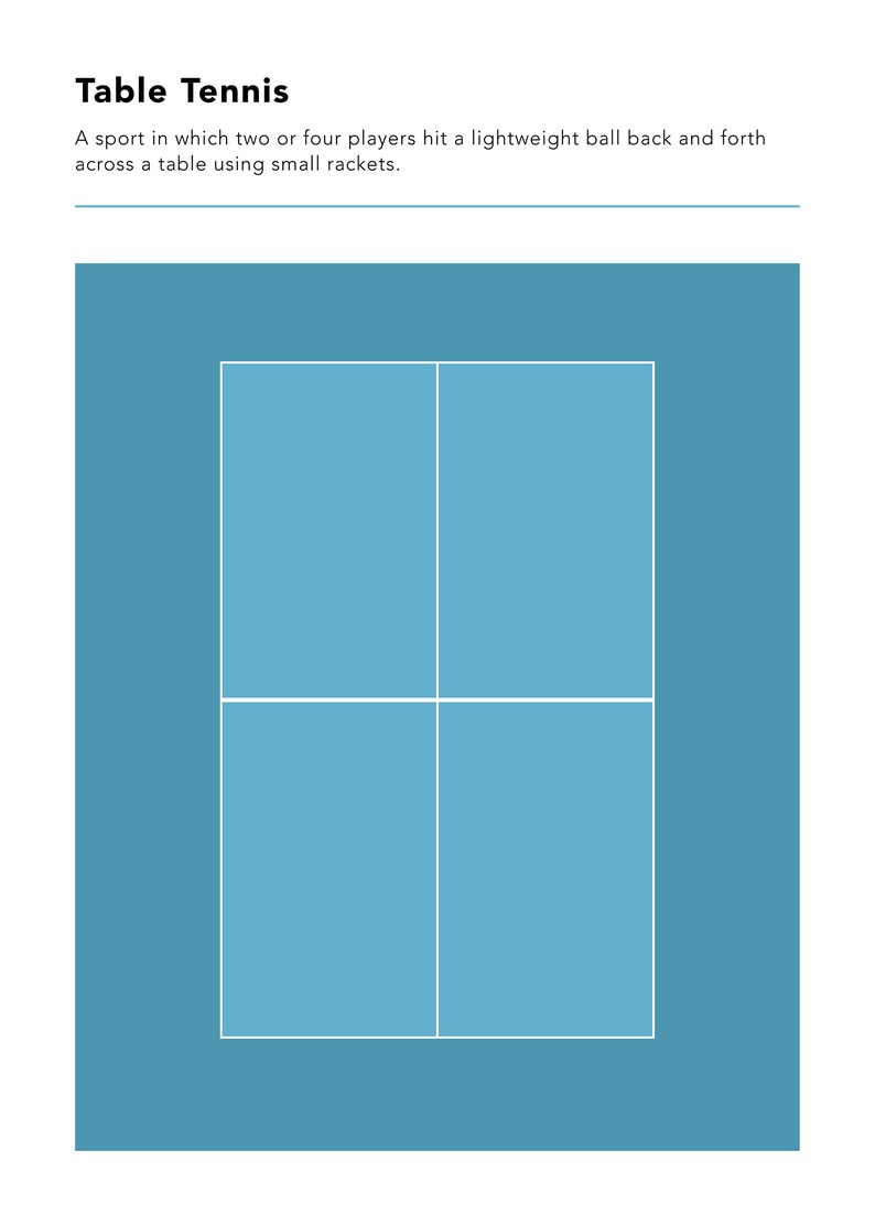 Table Tennis Poster / Table Tennis Print / Table Tennis Definition
