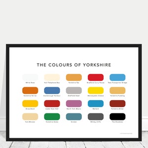 The Colours of Yorkshire Print Yorkshire Poster York Hull Bradford Tees Transporter Bridge Sheffield Leeds Yorkshire Tea image 1