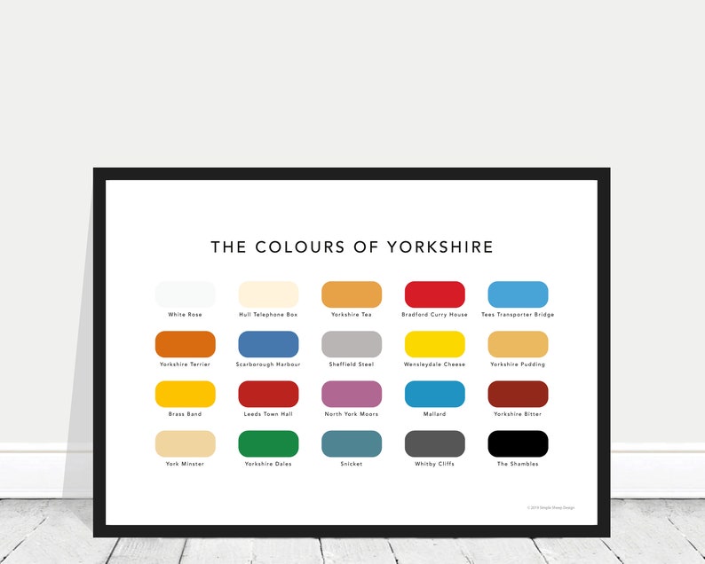 The Colours of Yorkshire Print Yorkshire Poster York Hull Bradford Tees Transporter Bridge Sheffield Leeds Yorkshire Tea image 1