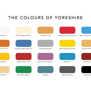 The Colours of Yorkshire Print Yorkshire Poster York Hull Bradford Tees Transporter Bridge Sheffield Leeds Yorkshire Tea image 2