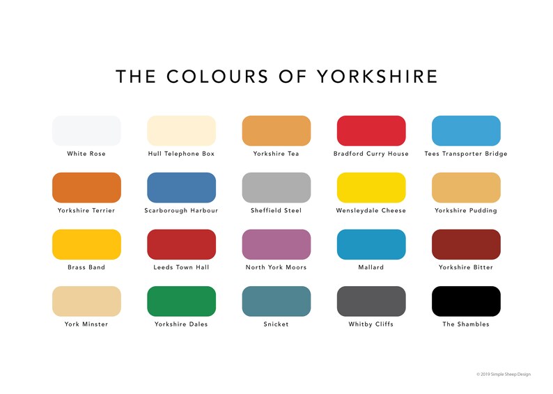 The Colours of Yorkshire Print Yorkshire Poster York Hull Bradford Tees Transporter Bridge Sheffield Leeds Yorkshire Tea image 2