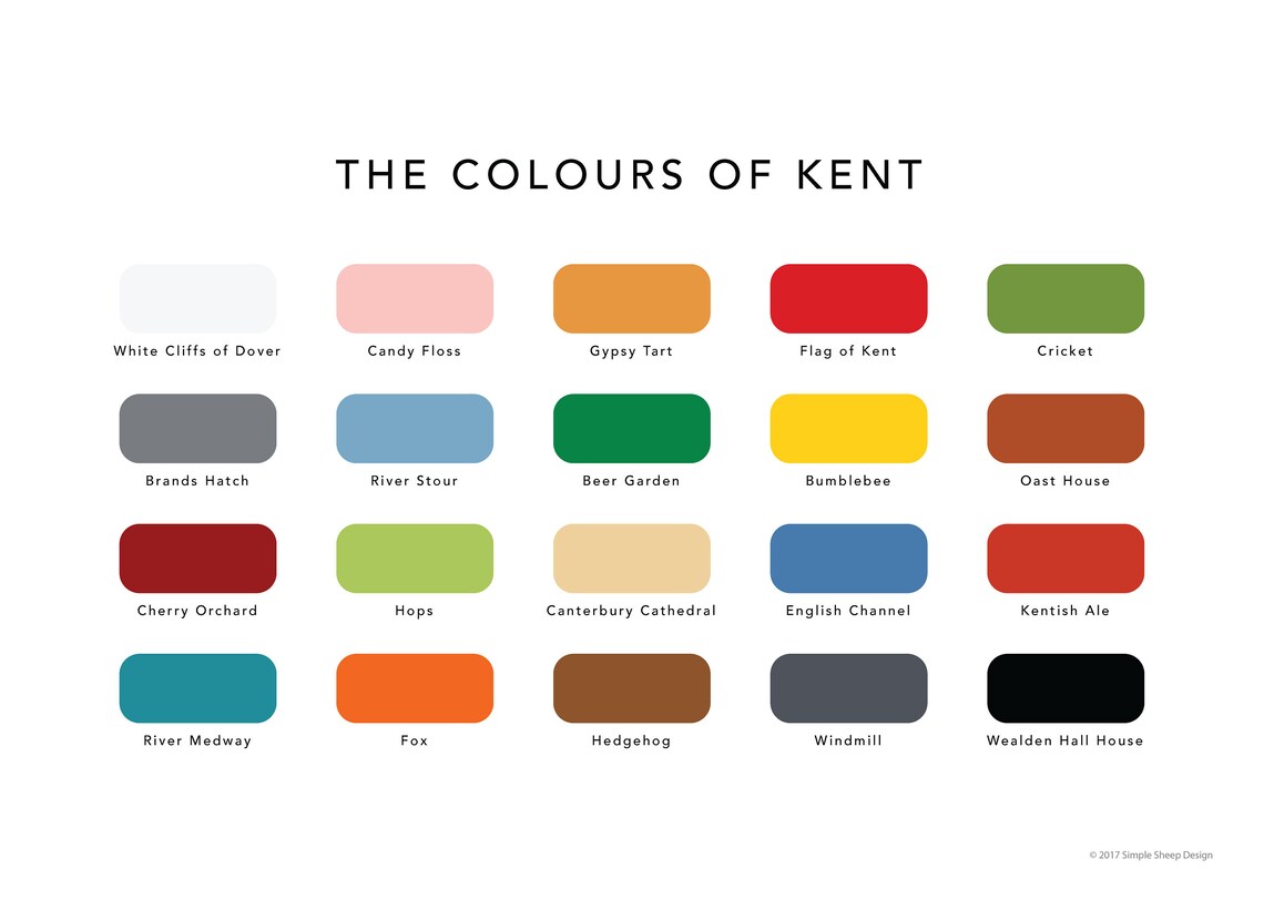 The Colours of Kent Print / Kent Paint Chart / Kent Home Gift / Kent Poster / White Cliffs of