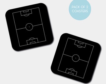 Pack of 2 Black and White Football Coasters / Football Coasters / Football gift / Home bar gift / Football fan gift / Husband gift