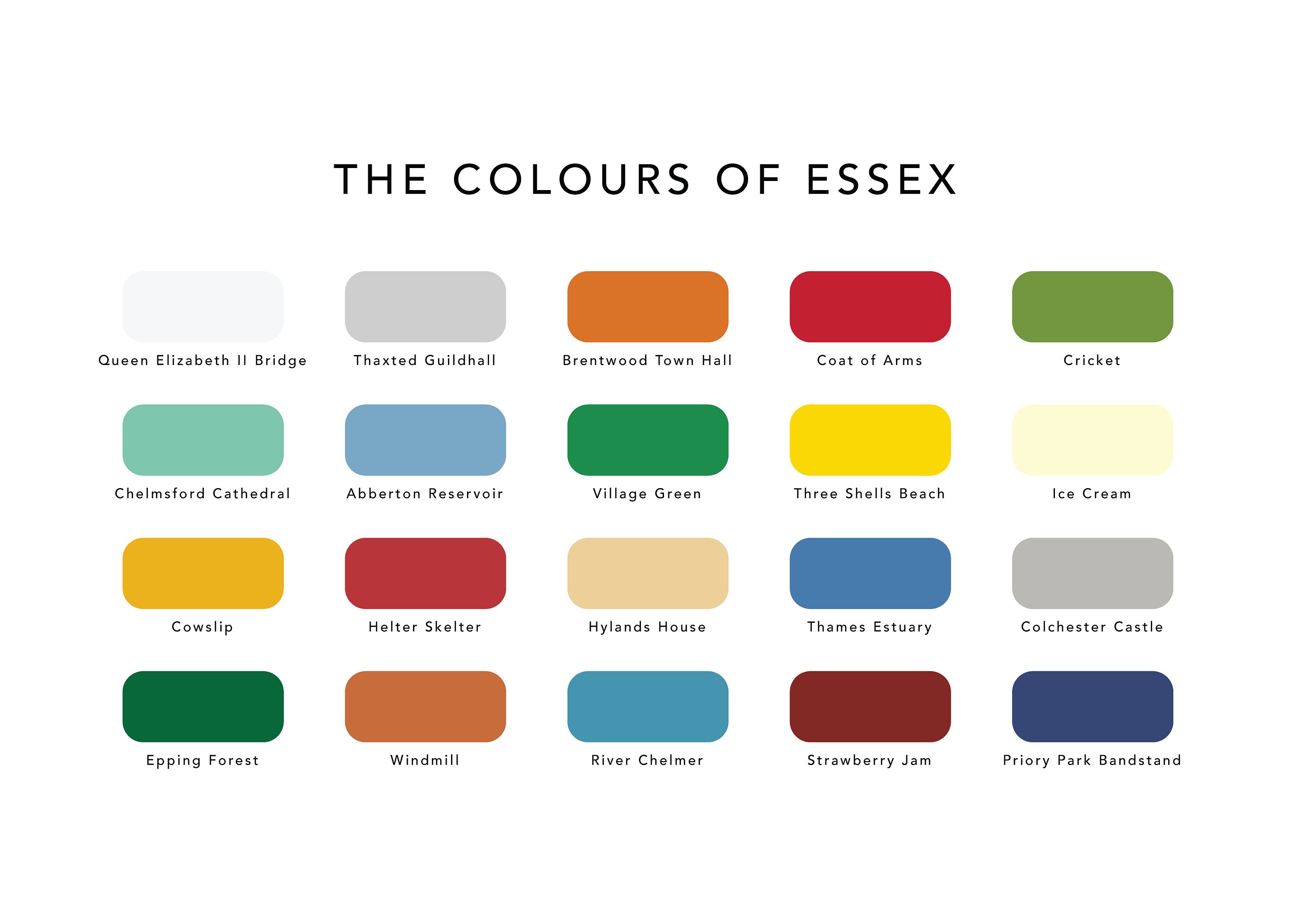 The Colours of Essex Print / Essex Paint Chart / Essex Poster / Essex