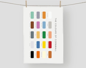 Colours of Cornwall Tea Towel / Cornwall Paint Chart / Cornwall Tea Towel / Lifeboat Tea Towel / Land's End Tea Towel / Cornwall Gift / Home