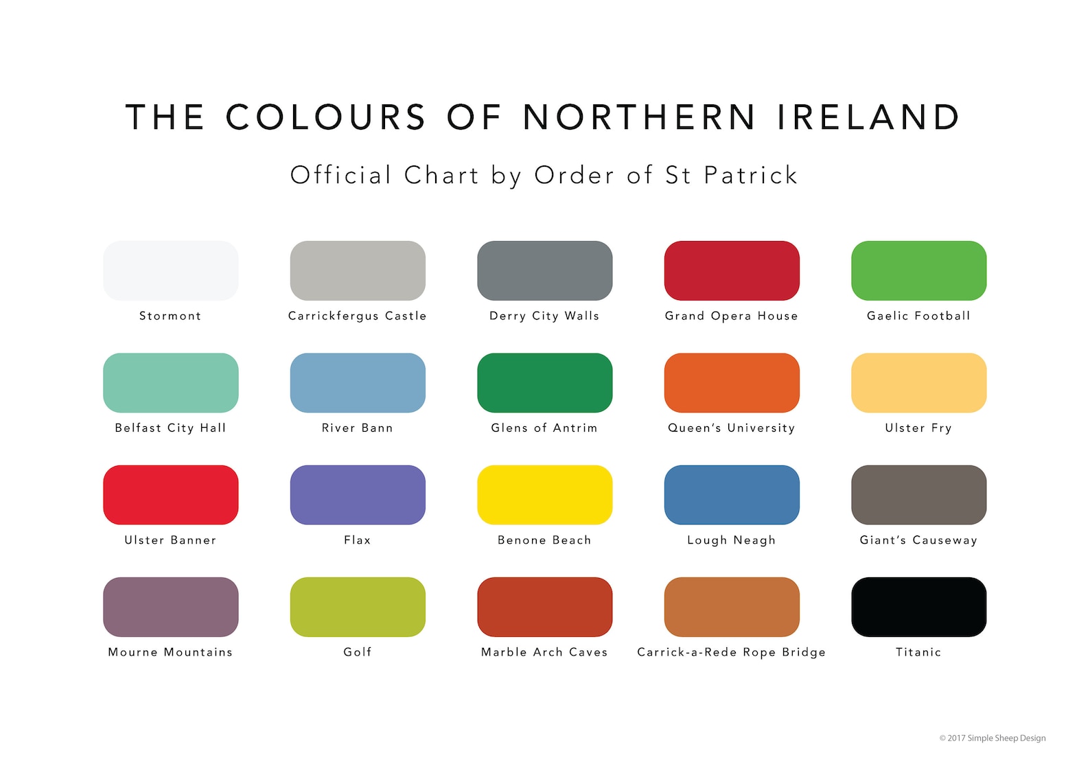 The Colours of Northern Ireland Print / Northern Ireland Paint Chart