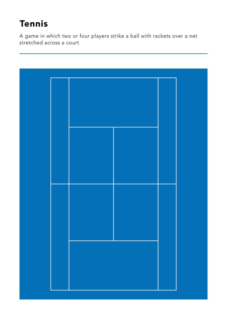 Tennis Definition Poster / Tennis Print / Australian Open / Blue Court
