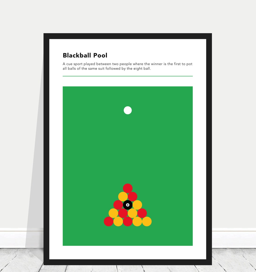 Blackball Pool Poster / 8 Ball Print / English Pool Poster / Billiards