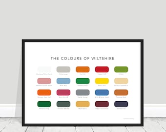 The Colours of Wiltshire Print / Wiltshire Paint Chart / Wiltshire Home Gift / English Home Gift / Stonehenge Poster / Salisbury / Swindon