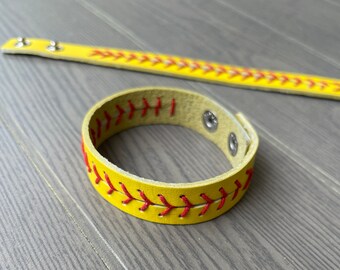 Leather Softball Bracelet